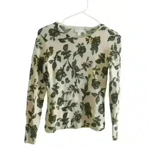 Charter Club 2-Ply Cashmere Floral Sweater Size Small Petite